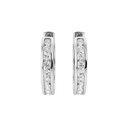 The Strand - Classic Channel Set Moissanite Hoop Earrings - Novelle Vow