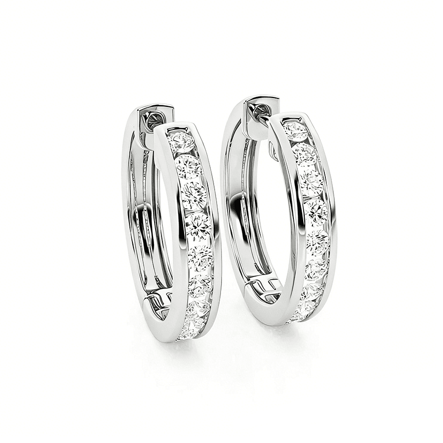 The Strand - Classic Channel Set Moissanite Hoop Earrings - Novelle Vow