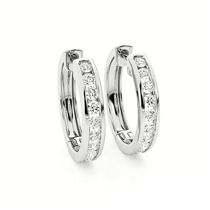 The Strand - Classic Channel Set Moissanite Hoop Earrings - Novelle Vow