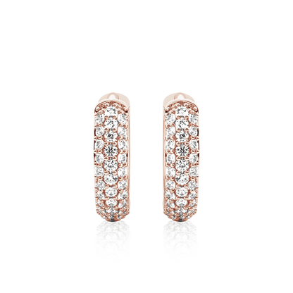 The Trinity - Three Row Pave Moissanite Huggie Hoops - Novelle Vow
