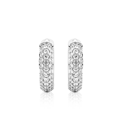 The Trinity - Three Row Pave Moissanite Huggie Hoops - Novelle Vow