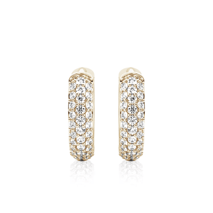 The Trinity - Three Row Pave Moissanite Huggie Hoops - Novelle Vow