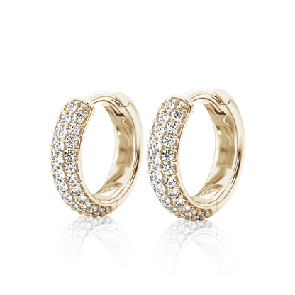 The Trinity - Three Row Pave Moissanite Huggie Hoops