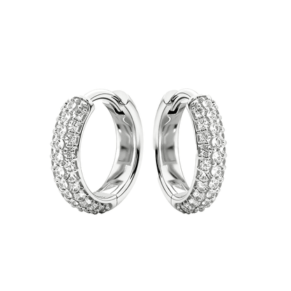 The Trinity - Three Row Pave Moissanite Huggie Hoops - Novelle Vow