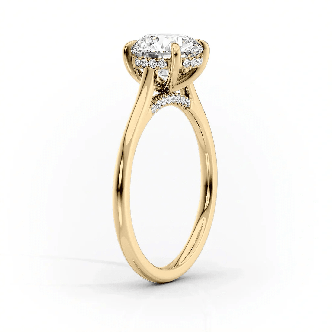 The Victoria - Round Lab Grown Diamond Hidden Halo & Pave Bridge Engagement Ring - Novelle Vow