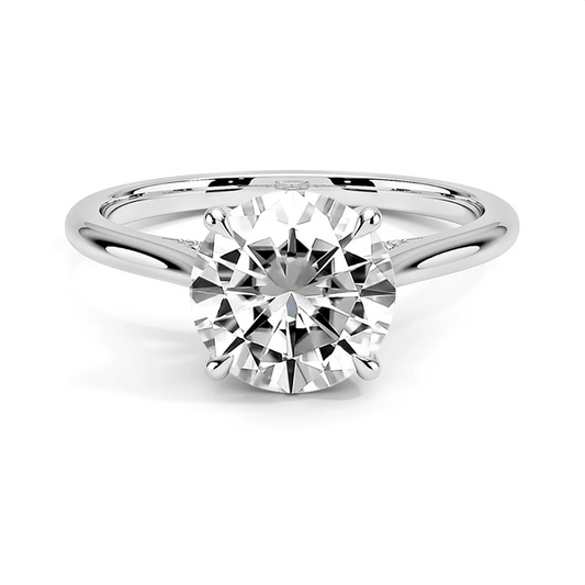 The Victoria - Round Lab Grown Diamond Hidden Halo & Pave Bridge Engagement Ring - Novelle Vow