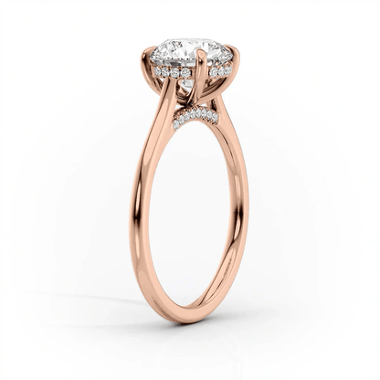 The Victoria - Round Lab Grown Diamond Hidden Halo & Pave Bridge Engagement Ring - Novelle Vow
