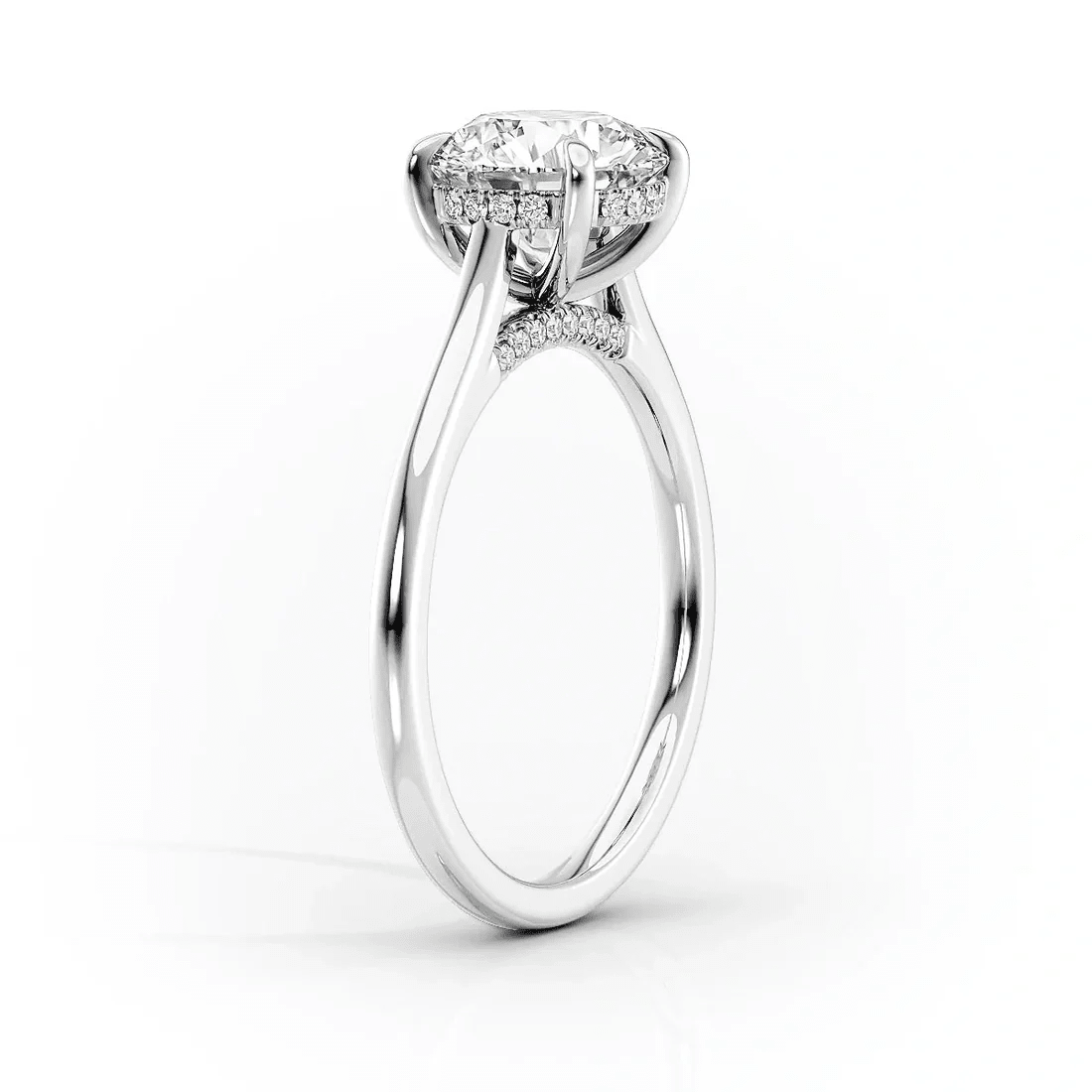 The Victoria - Round Lab Grown Diamond Hidden Halo & Pave Bridge Engagement Ring - Novelle Vow