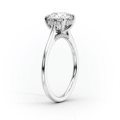 The Victoria - Round Lab Grown Diamond Hidden Halo & Pave Bridge Engagement Ring - Novelle Vow