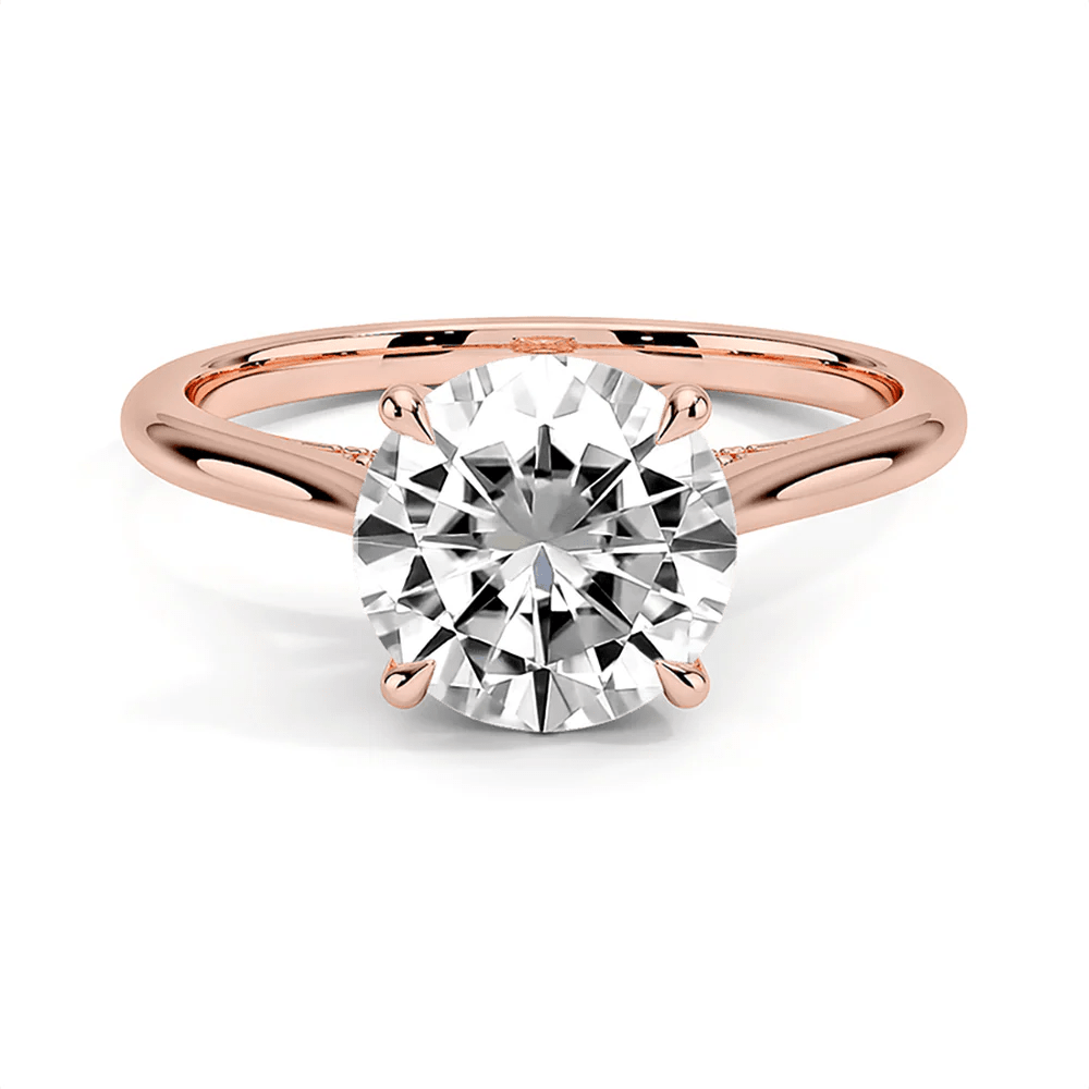 The Victoria - Round Lab Grown Diamond Hidden Halo & Pave Bridge Engagement Ring - Novelle Vow