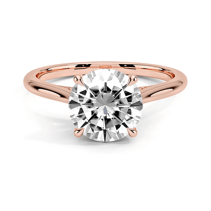 The Victoria - Round Lab Grown Diamond Hidden Halo & Pave Bridge Engagement Ring - Novelle Vow