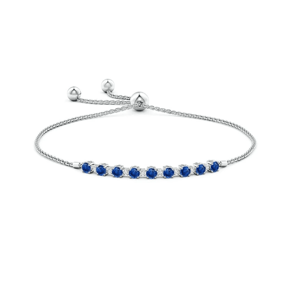The Whitehaven - Adjustable Blue & White Sapphire Tennis Bracelet(1.37 CT. T.W.) - Novelle Vow