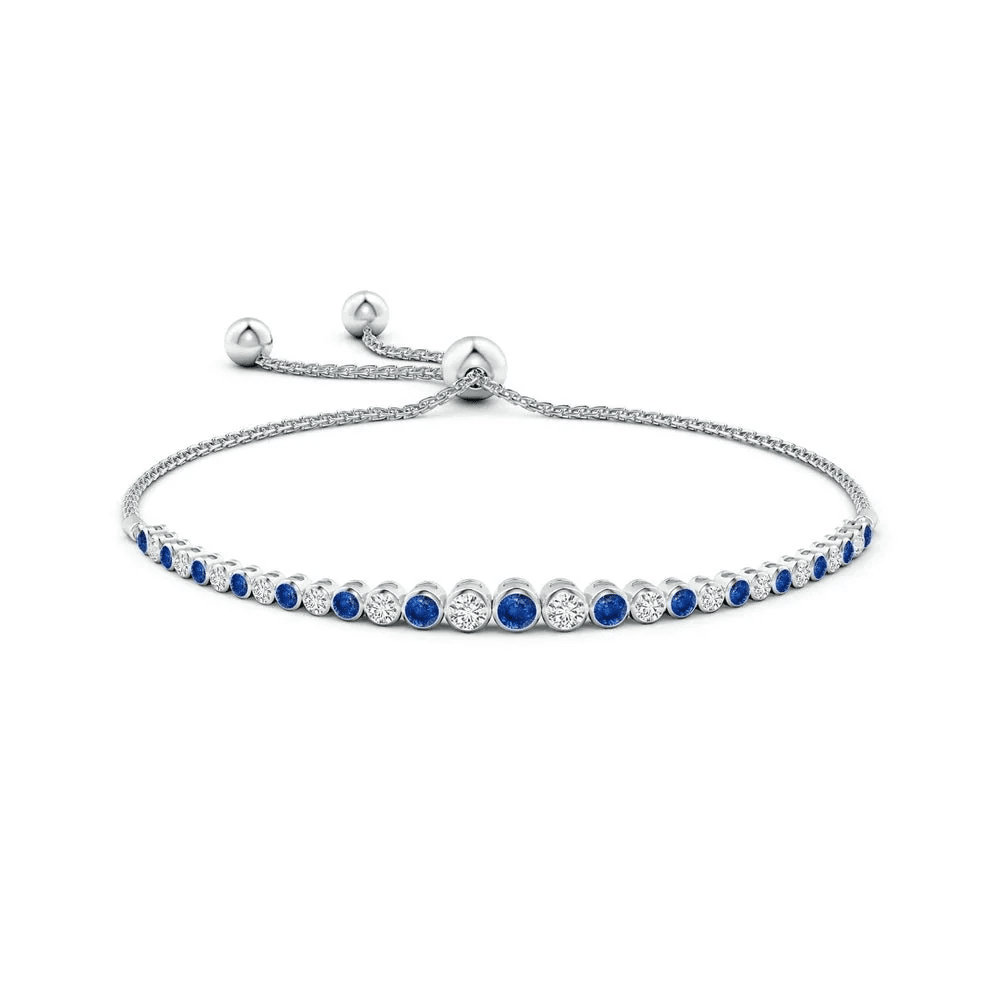 The Whitehaven - Adjustable Blue & White Sapphire Tennis Bracelet(1.78 CT. T.W.) - Novelle Vow