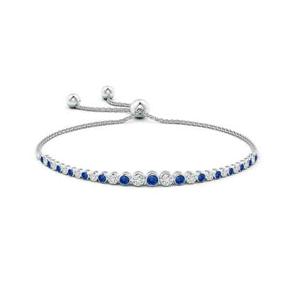 The Whitehaven - Adjustable Blue & White Sapphire Tennis Bracelet(1.78 CT. T.W.) - Novelle Vow