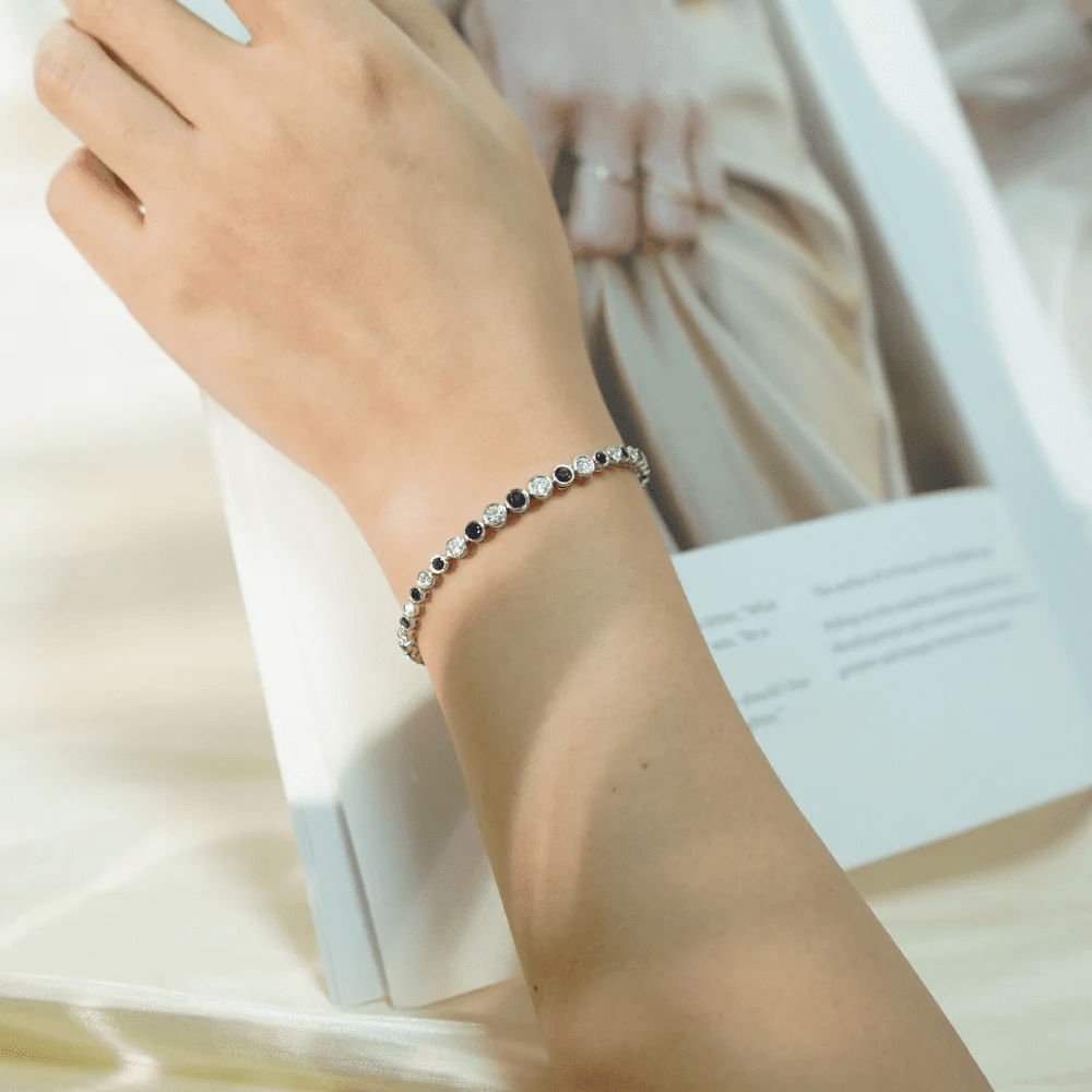 The Whitehaven - Adjustable Blue & White Sapphire Tennis Bracelet(1.78 CT. T.W.) - Novelle Vow