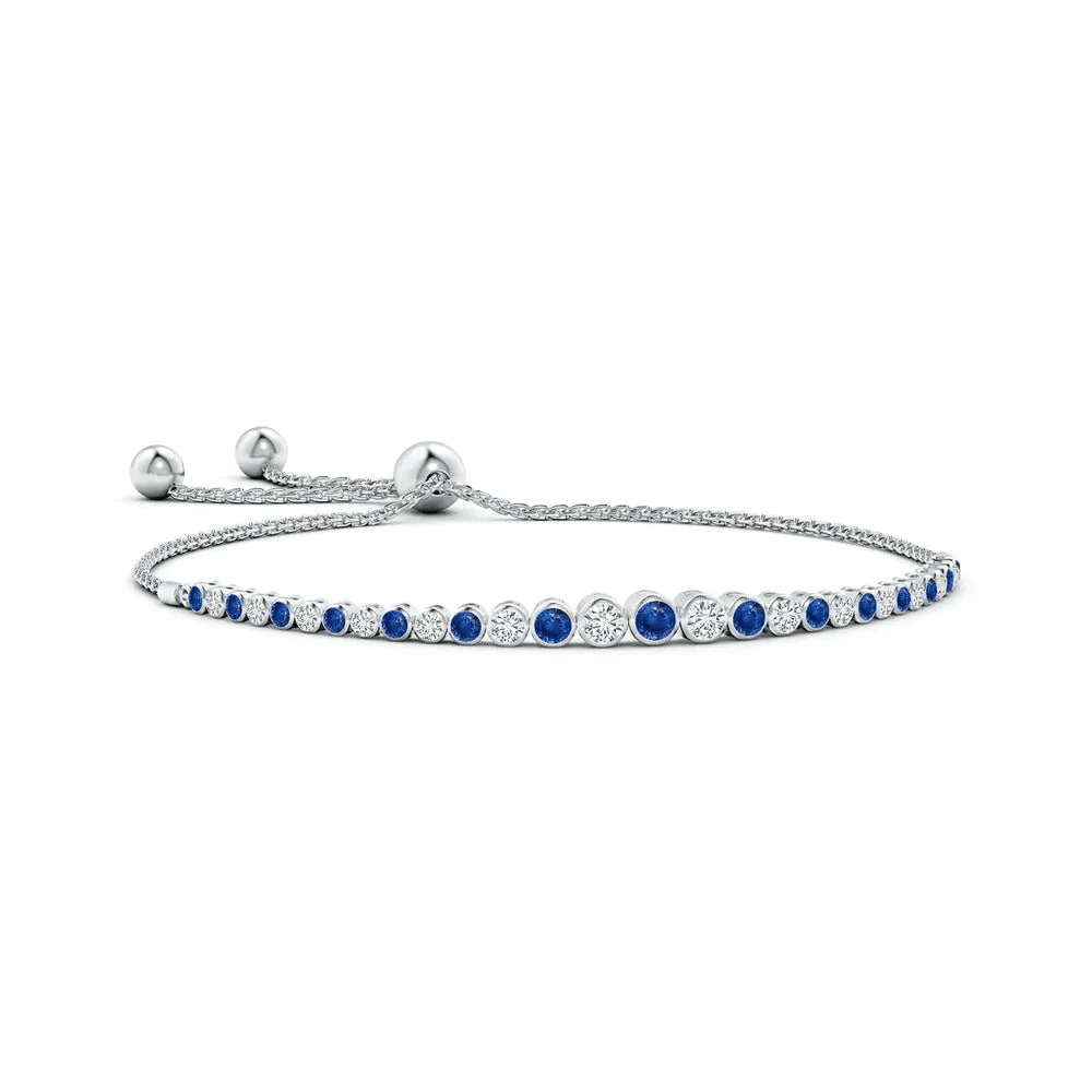 The Whitehaven - Adjustable Blue & White Sapphire Tennis Bracelet(1.78 CT. T.W.) - Novelle Vow