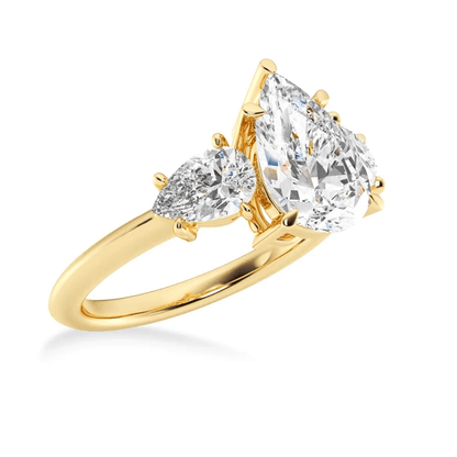 Three Pear Moissanite Engagement Ring with Plain Band - Novelle Vow