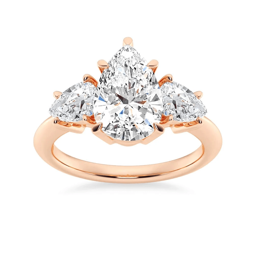 Three Pear Moissanite Engagement Ring with Plain Band - Novelle Vow