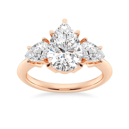 Three Pear Moissanite Engagement Ring with Plain Band - Novelle Vow