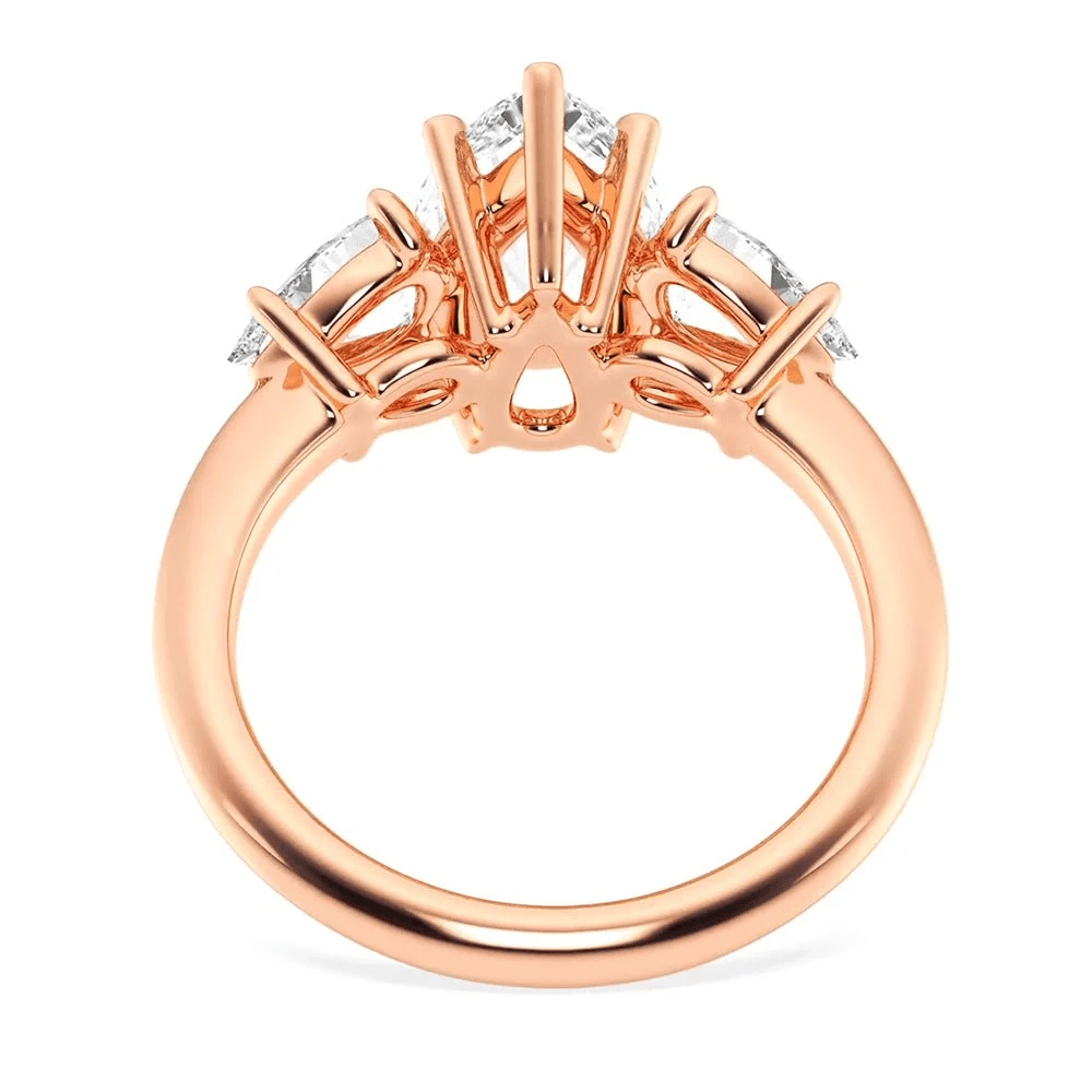 Three Pear Moissanite Engagement Ring with Plain Band - Novelle Vow