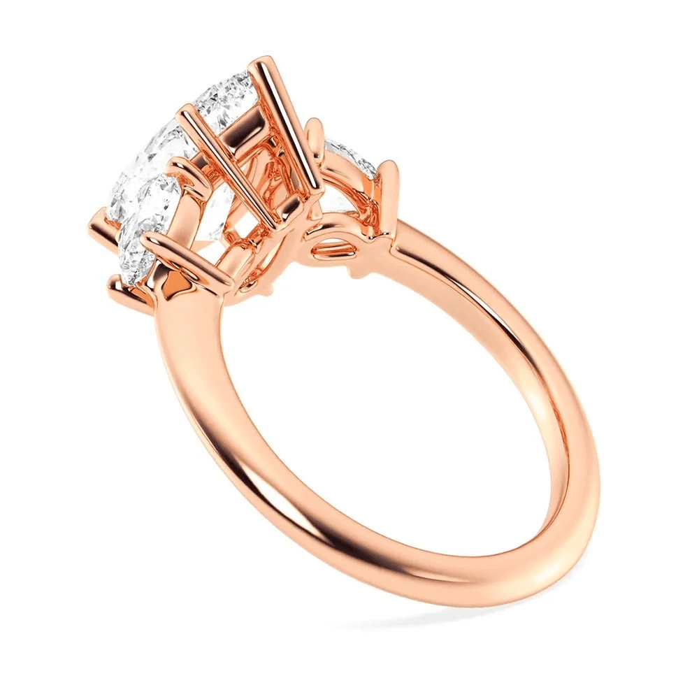 Three Pear Moissanite Engagement Ring with Plain Band - Novelle Vow