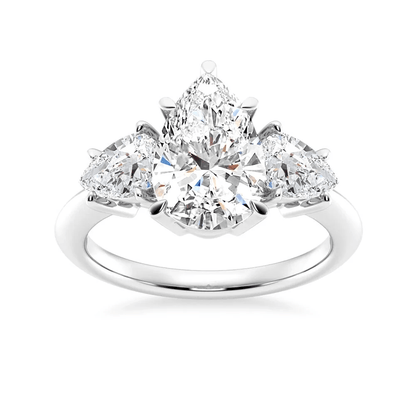Three Pear Moissanite Engagement Ring with Plain Band - Novelle Vow