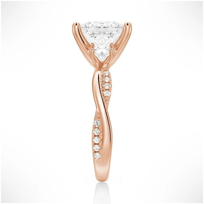 Three Stone Princess Cut Moissanite Engagement Ring with Twisted Band - Novelle Vow