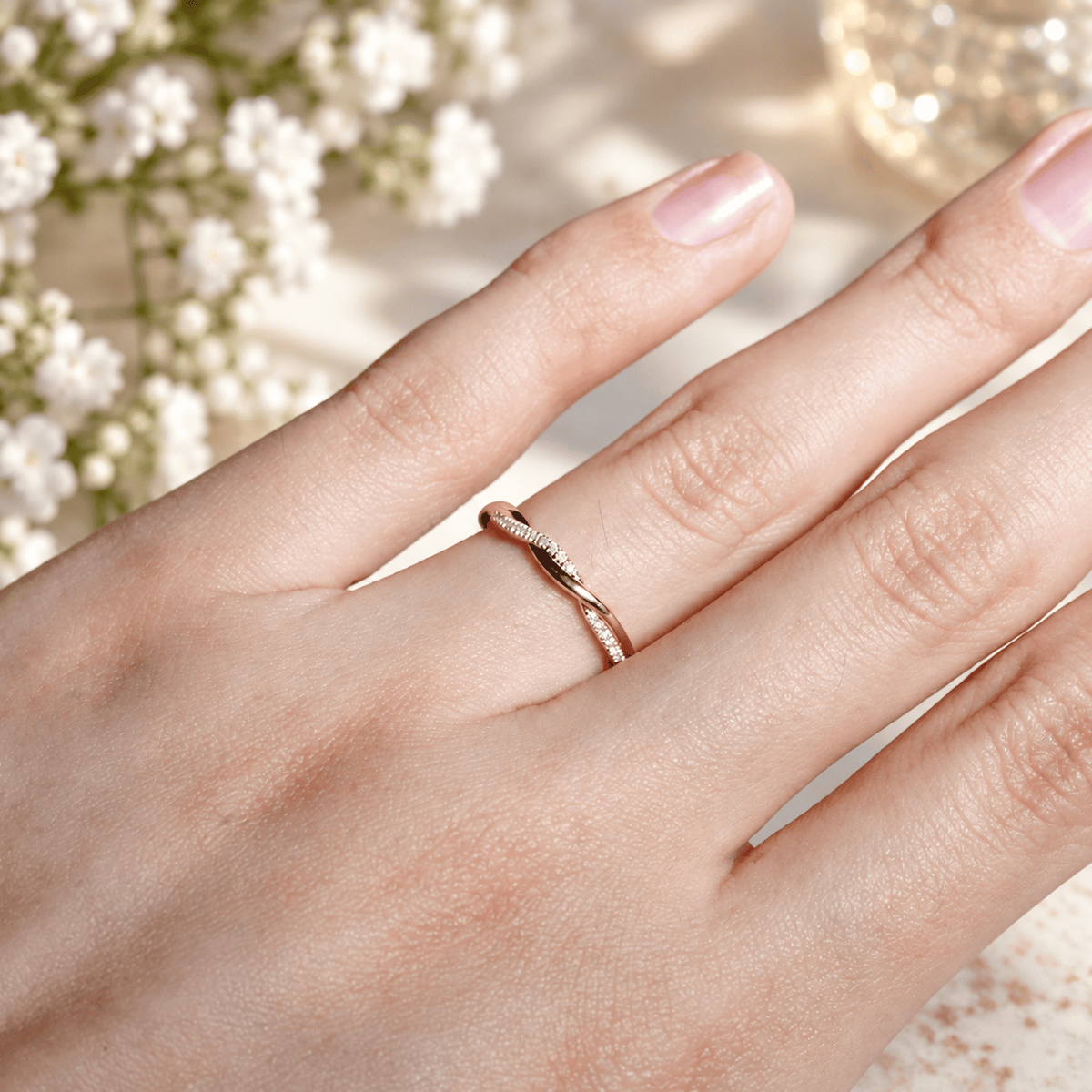 Twisted Pavé Moissanite Wedding Band - Novelle Vow