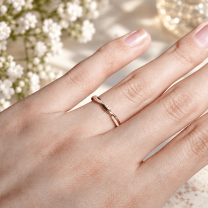 Twisted Pavé Moissanite Wedding Band - Novelle Vow