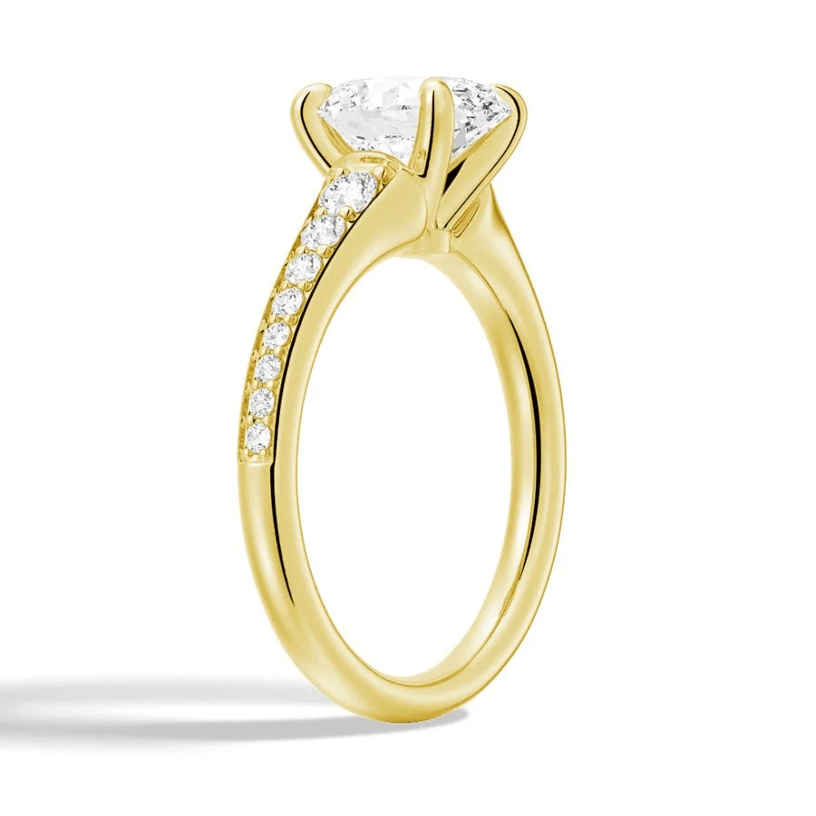Vintage Cathedral Oval Moissanite Engagement Ring with Pavé Band - Novelle Vow