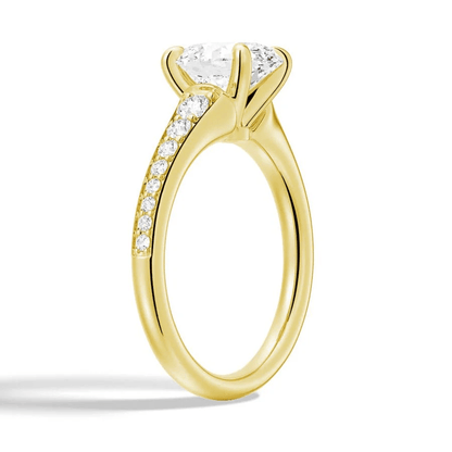 Vintage Cathedral Oval Moissanite Engagement Ring with Pavé Band - Novelle Vow