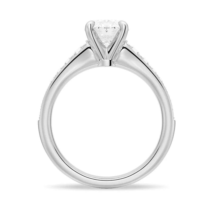 Vintage Cathedral Oval Moissanite Engagement Ring with Pavé Band - Novelle Vow