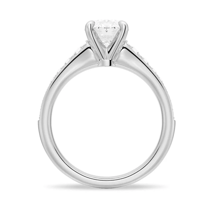 Vintage Cathedral Oval Moissanite Engagement Ring with Pavé Band - Novelle Vow
