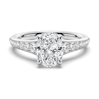 Vintage Cathedral Oval Moissanite Engagement Ring with Pavé Band - Novelle Vow