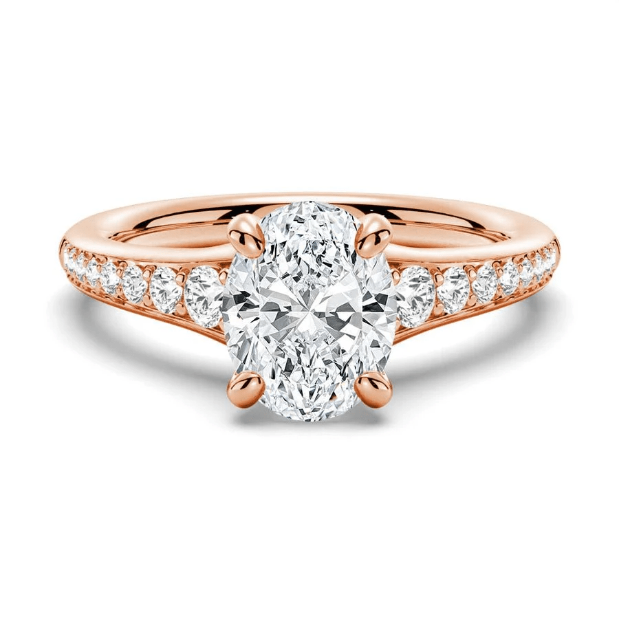 Vintage Cathedral Oval Moissanite Engagement Ring with Pavé Band - Novelle Vow