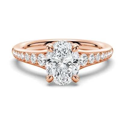 Vintage Cathedral Oval Moissanite Engagement Ring with Pavé Band - Novelle Vow