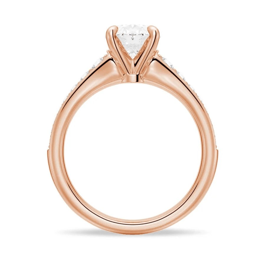Vintage Cathedral Oval Moissanite Engagement Ring with Pavé Band - Novelle Vow