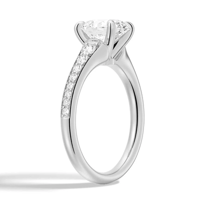 Vintage Cathedral Oval Moissanite Engagement Ring with Pavé Band - Novelle Vow