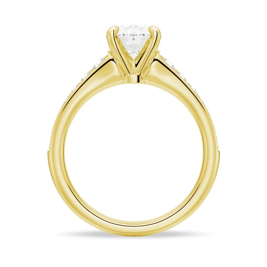 Vintage Cathedral Oval Moissanite Engagement Ring with Pavé Band - Novelle Vow