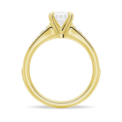 Vintage Cathedral Oval Moissanite Engagement Ring with Pavé Band - Novelle Vow