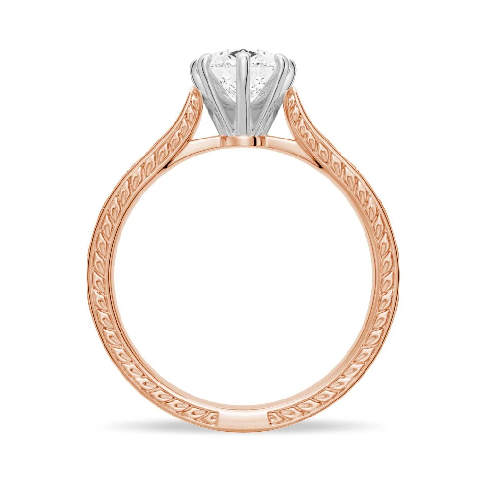 Pear Moissanite Engagement Ring with Vintage Engraved Band