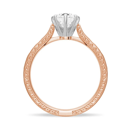 Pear Moissanite Engagement Ring with Vintage Engraved Band