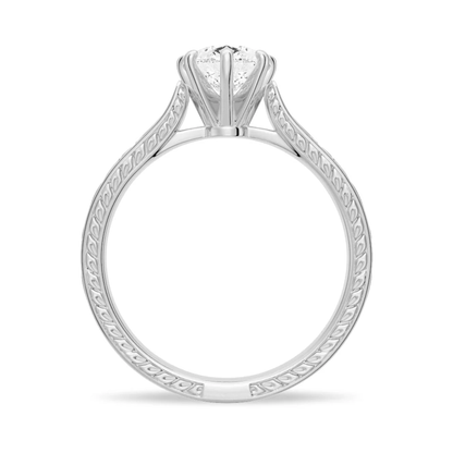 Pear Moissanite Engagement Ring with Vintage Engraved Band