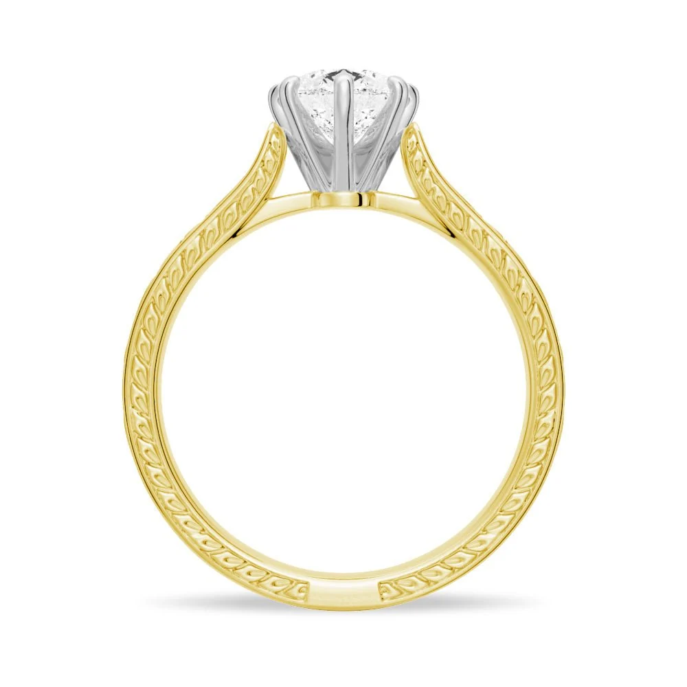 Pear Moissanite Engagement Ring with Vintage Engraved Band