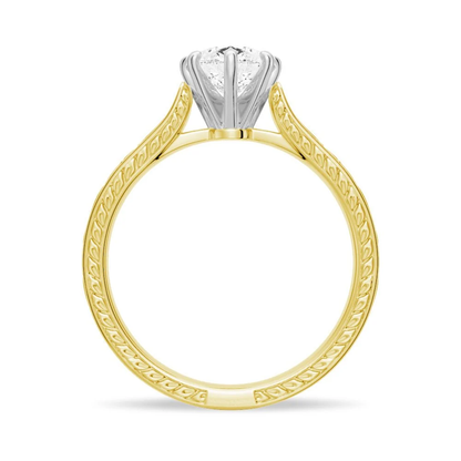 Pear Moissanite Engagement Ring with Vintage Engraved Band