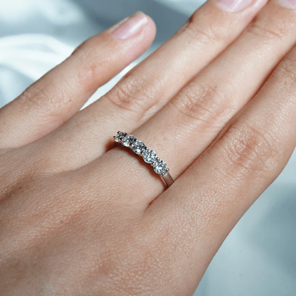 5-Stone Round Moissanite Prong-Set Wedding Band