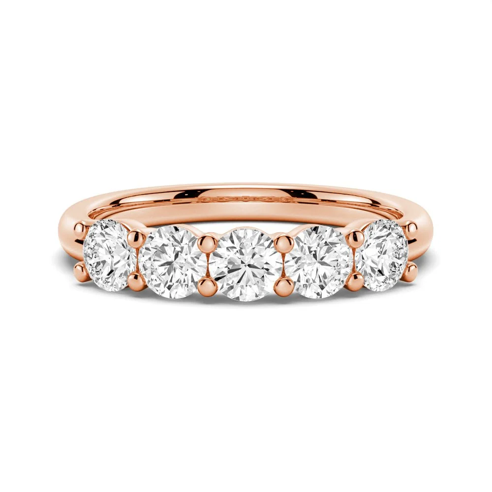 5-Stone Round Moissanite Prong-Set Wedding Band