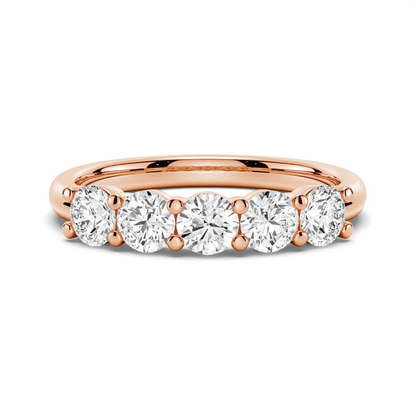 5-Stone Round Moissanite Prong-Set Wedding Band
