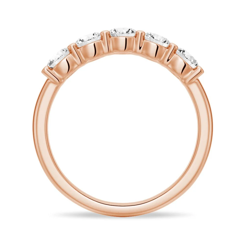 5-Stone Round Moissanite Prong-Set Wedding Band