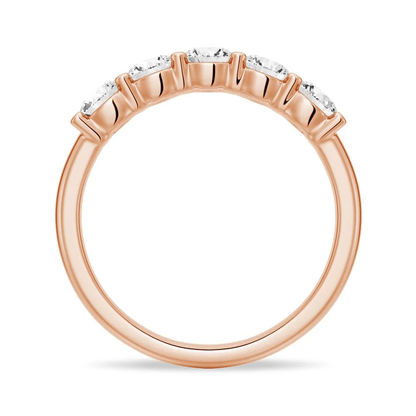 5-Stone Round Moissanite Prong-Set Wedding Band